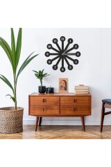 Dekoratif Siyah Lazer Kesim Duvar Saati 40x40cm