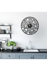 Dekoratif Siyah Lazer Kesim Duvar Saati 40x40cm