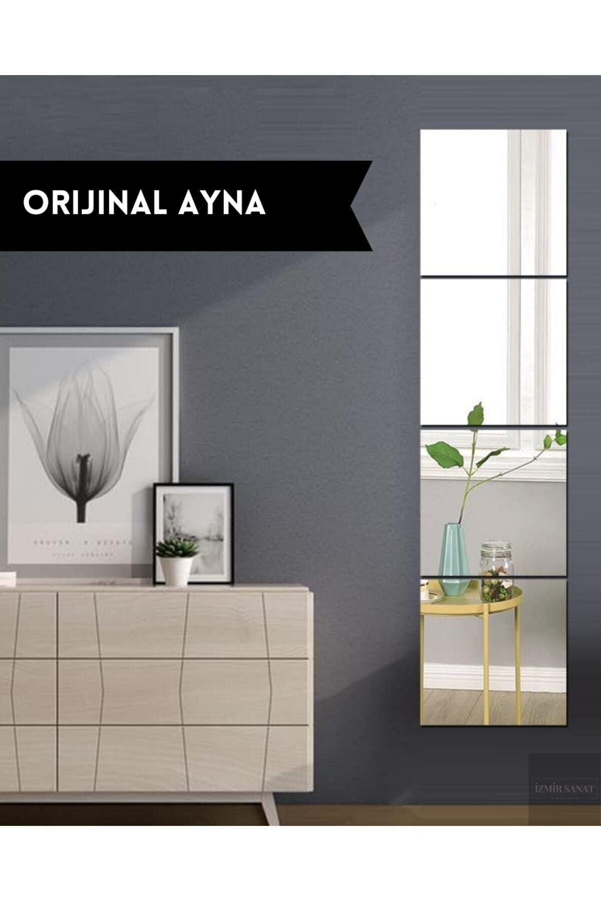 Orijinal Cam Ayna Boy Aynası Kare Dekoratif Cam Ayna 4'lü 30x30