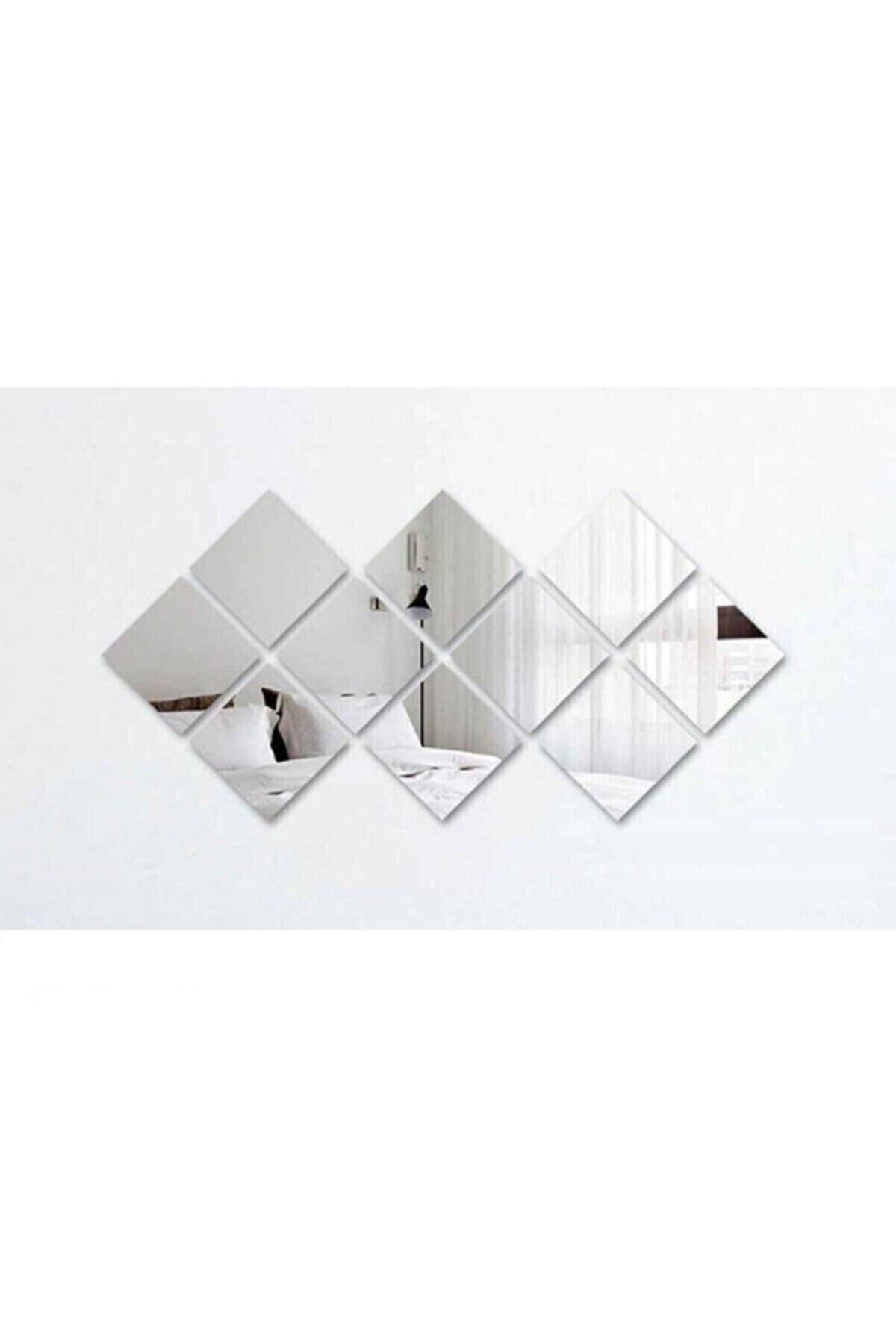 Dekoratif Pleksi Ayna Kare 10 Adet Yapışkanlı 1 Mm 20x20 Cm Gümüş
