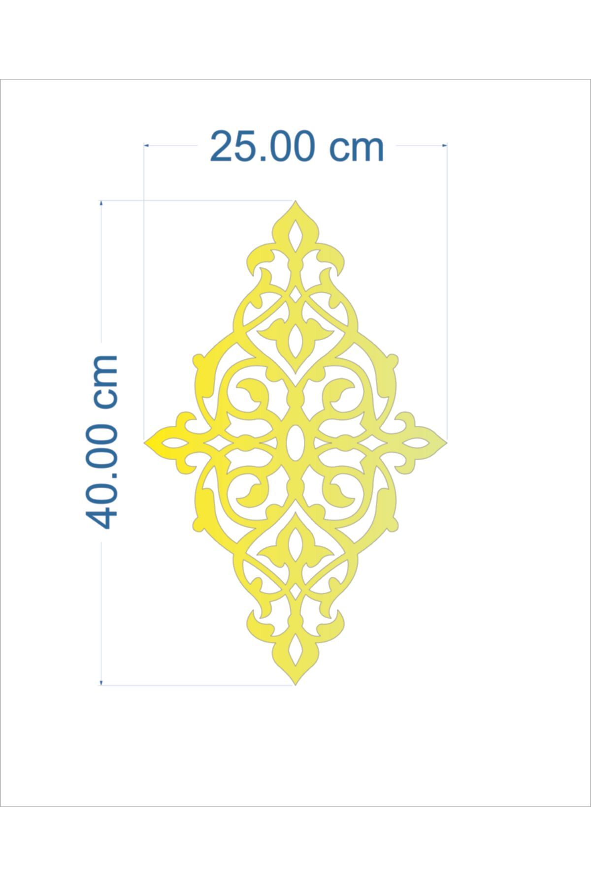 Tasarım Dekoratif Gold Yapışkanlı Aynalı Pleksi Mobilya Dolap Süsü 40 Cmx 25 Cm Sari