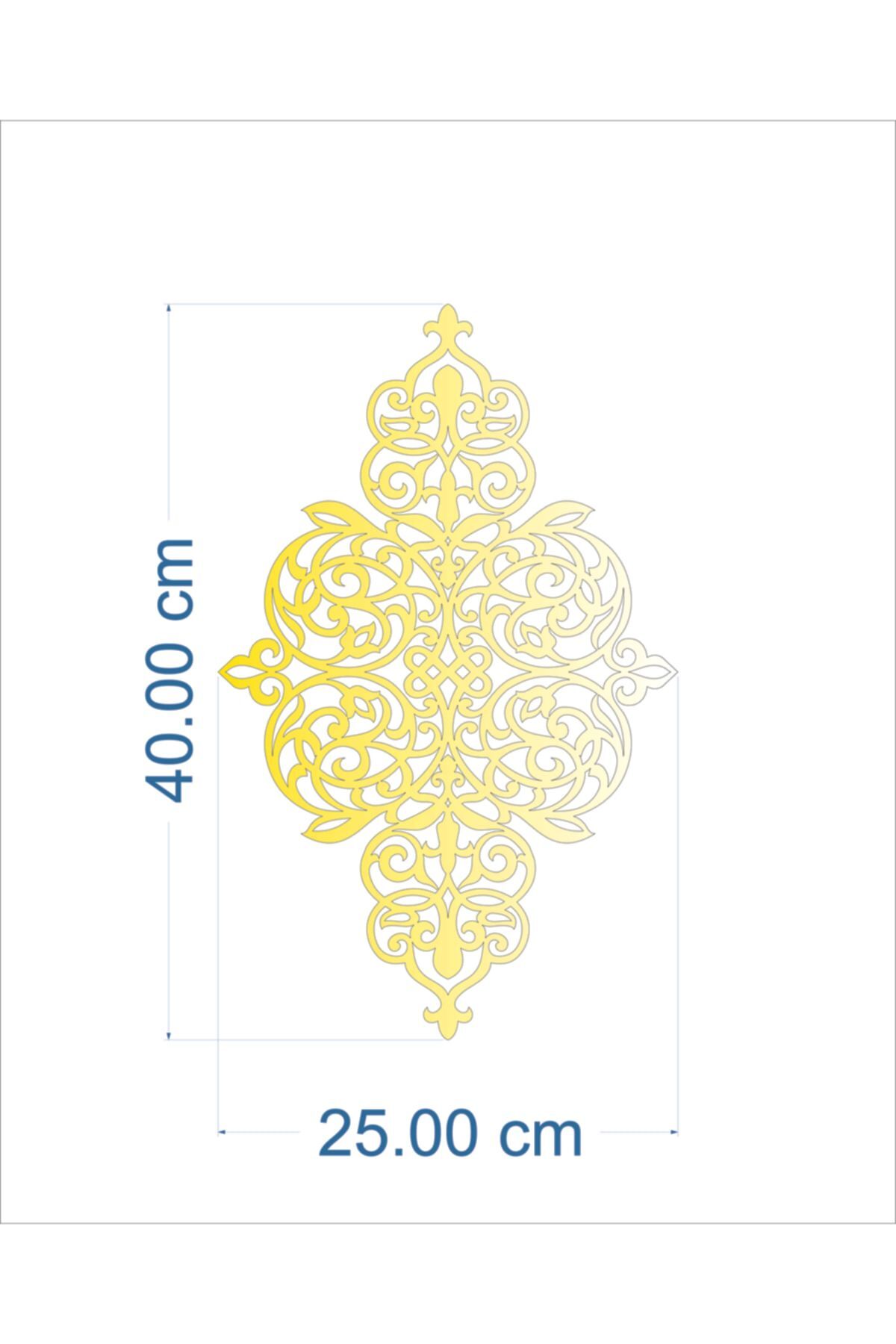 Tasarım Dekoratif Gold Yapışkanlı Aynalı Pleksi Mobilya Dolap Süsü 40x25 Sari