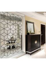 137cmx137cm Dekoratif Antre Hol Koridor Geometrik Üçgen Desenli 3d Görünümlü Pleksi Gümüş Ayna