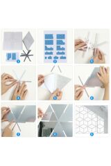 137cmx137cm Dekoratif Antre Hol Koridor Geometrik Üçgen Desenli 3d Görünümlü Pleksi Gümüş Ayna
