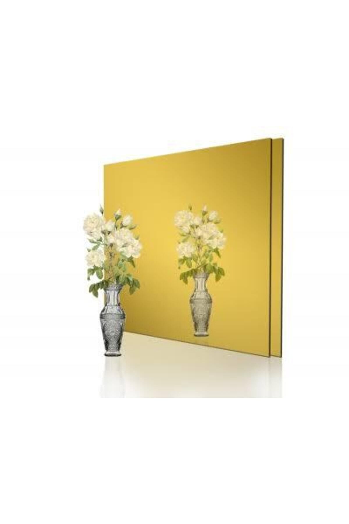 Dekoratif Kare Gold Ayna Pleksi Duvar Süsü Gold ( Yapışkanlı ) Gold