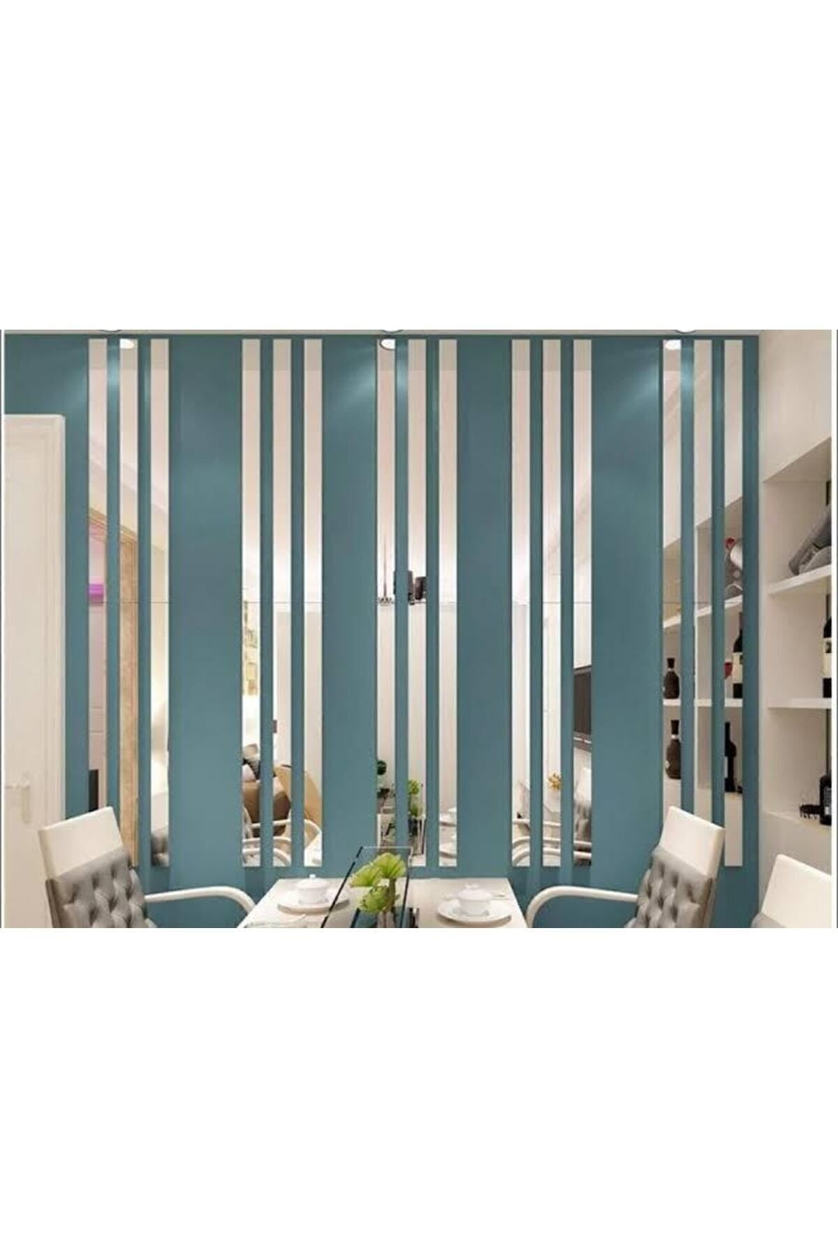 Dekoratif Şerit Gold Ayna Pleksi Duvar Süsü 2.5x100cm 5 Adet( Yapışkanlı ) Gümüş ( Silver )