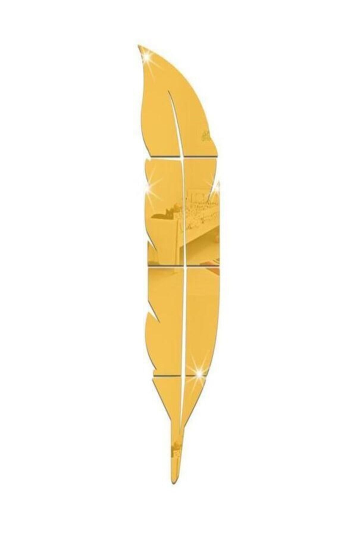 Dekoratif Duvar Dekorasyon Tüy Desen Gold Ayna Pleksi 25 X 100 Cm Gold