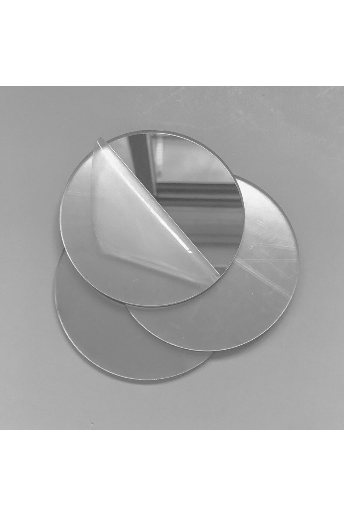 1 Mm Gümüş Renkli Yapışkanlı Aynalı-silver Pleksi Levha - Yuvarlak -daire Kesim 15x15 2 ADET