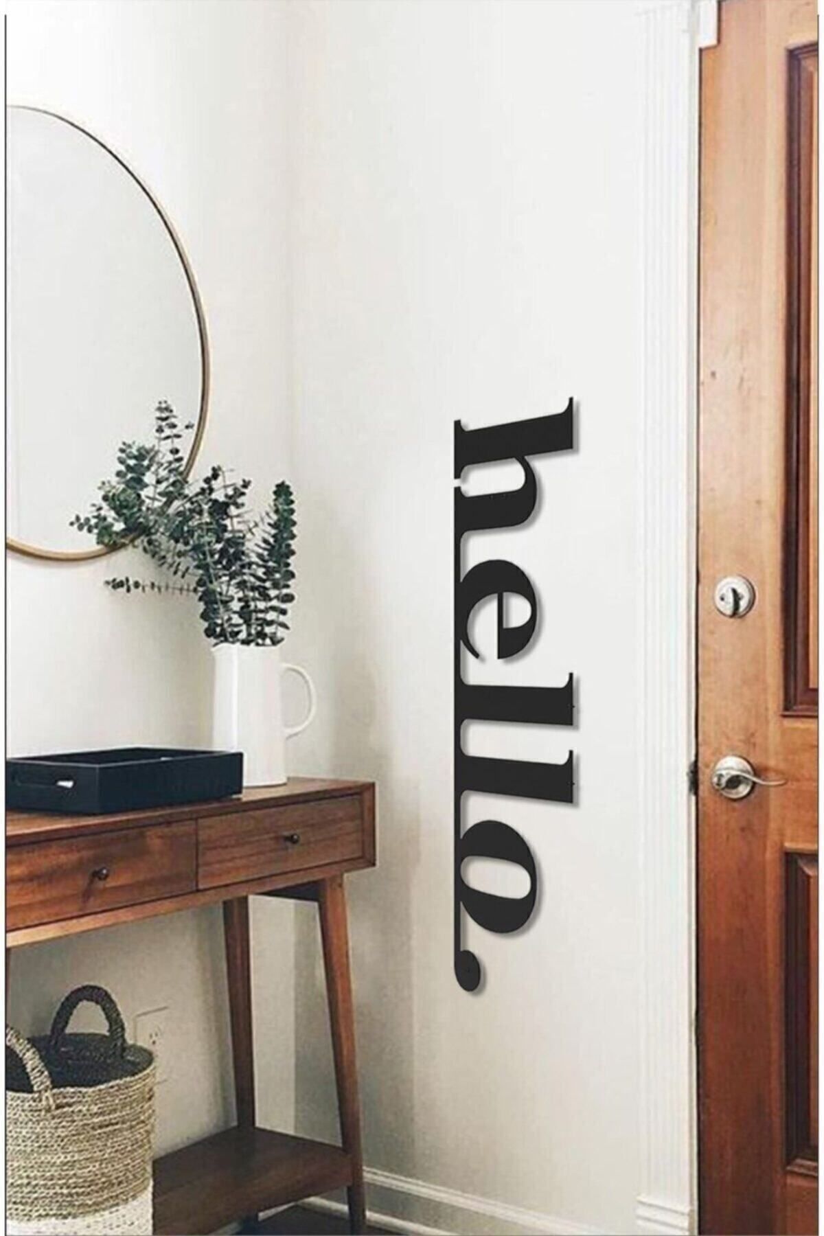 Hello Dekoratif Ahşap Duvar Dekoru Siyah