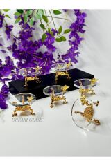 6'LI KUŞLU ELMAS DETAYLI GOLD AYAKLI  ŞİRİN LOKUMLUK