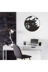 Dekoratif Siyah Lazer Kesim Duvar Saati 40x40cm Siyah