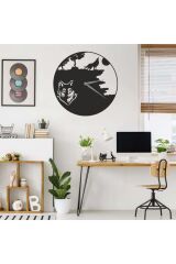Dekoratif Siyah Lazer Kesim Duvar Saati 40x40cm Siyah
