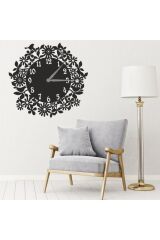 Dekoratif Siyah Lazer Kesim Duvar Saati 40x40cm Siyah