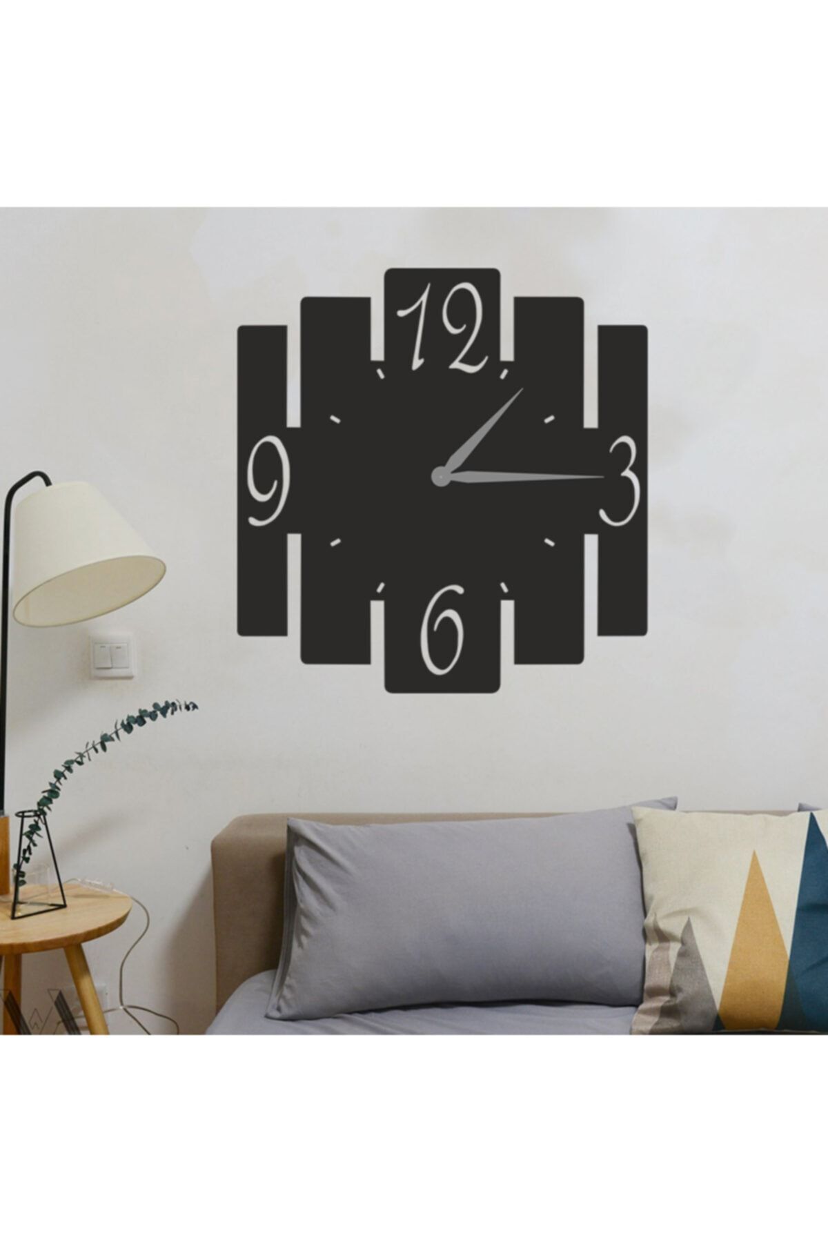 Dekoratif Siyah Lazer Kesim Duvar Saati 40x40cm Siyah