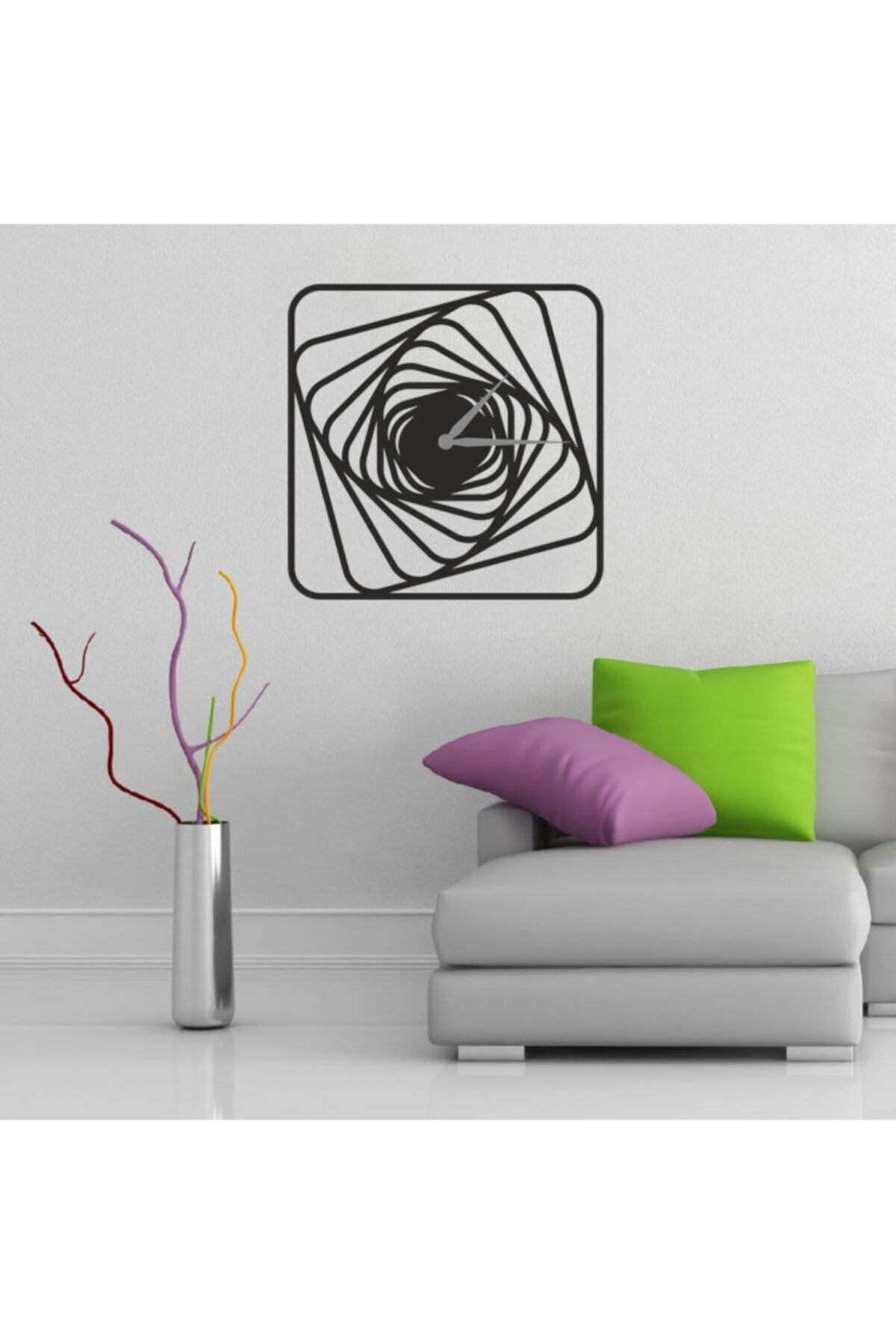 Dekoratif Siyah Lazer Kesim Duvar Saati 40x40cm Siyah