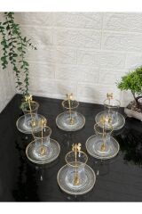 Çay Set 18 Parça 6 Kişilik Japon Gülü Çay Kaşıklı Lav Gold
