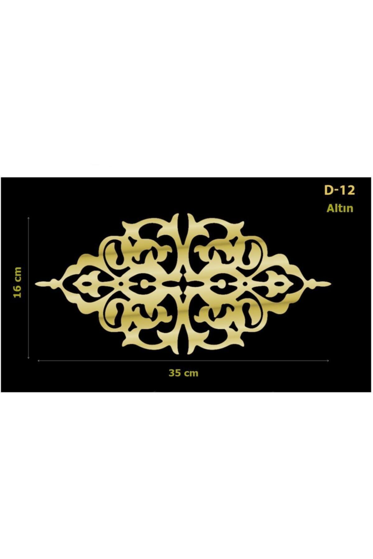 Dekoratif Yapışkanlı Mobilya Dolap Süsü Altın 35 X 16 Cm Aynalı Pleksi D-12