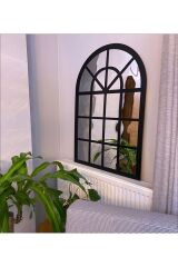 Dekoratif Hint Penceresi Aynalı Pleksi Dekoratif Oval Ahşap Çerçeve 80x60 Cm