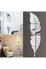 Gümüş Pleksi Tüy Şekilli Duvar Dekoru - Salon Oturma Yatak Çocuk Odası Için 100x25cm