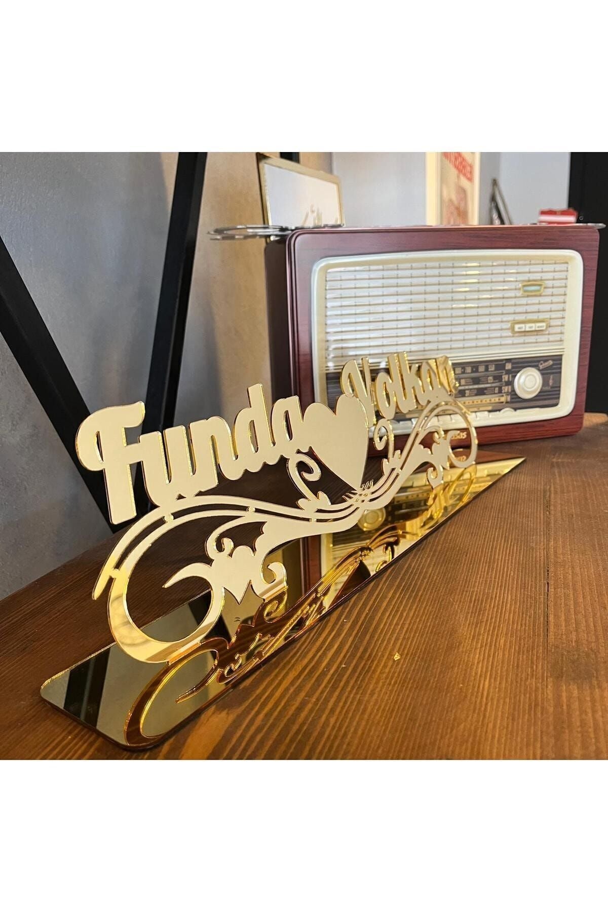 Söz Nişan Düğün Masaüstü Isimlik (GOLD, AYNALI PLEKSİ)