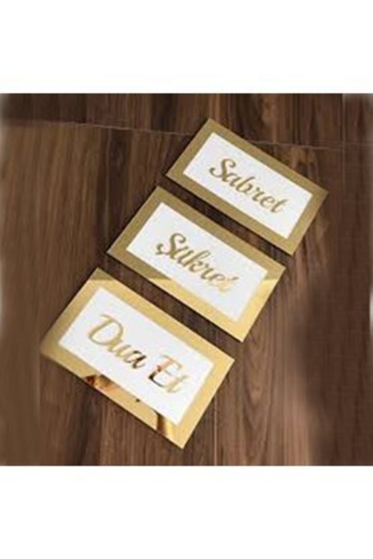 Sabret,şükret,dua Et Temalı Pleksi Gold Renkli Duvar Süsü Hd56