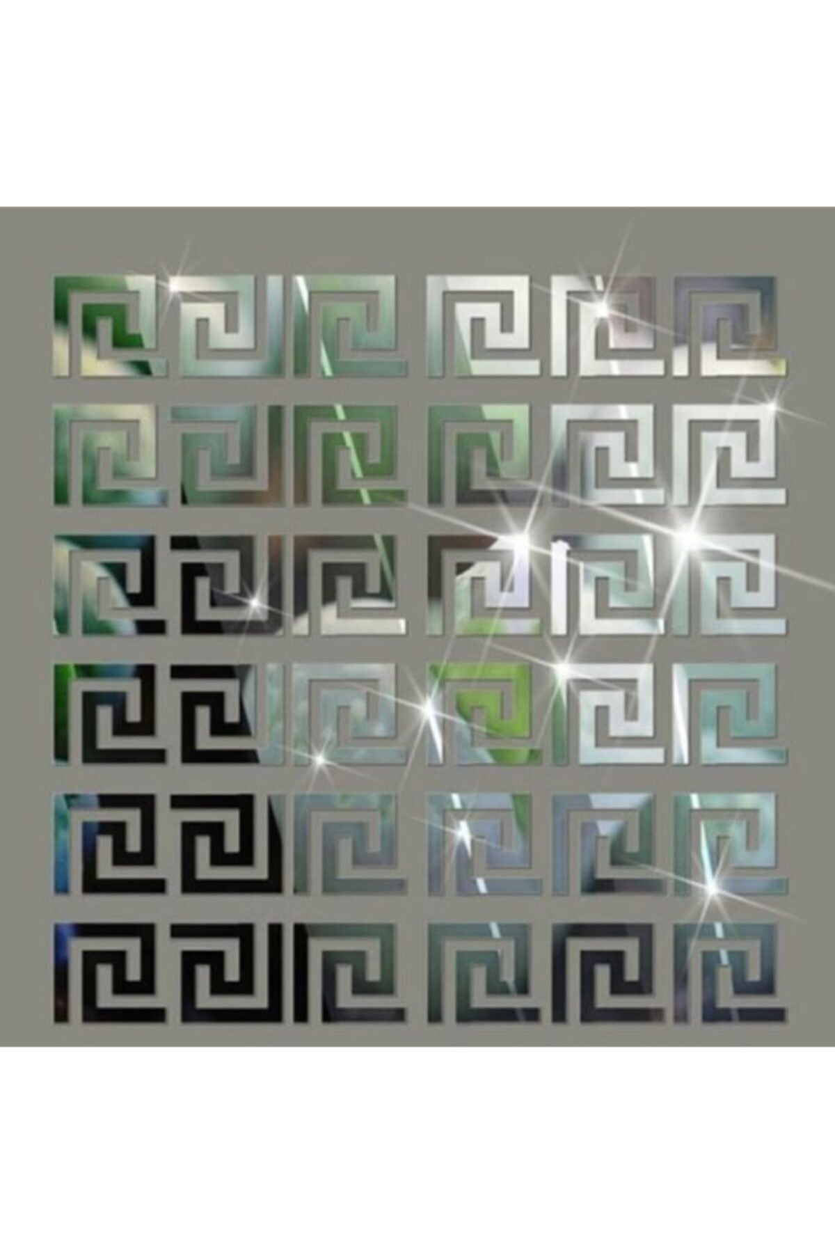 Dekoratif Labırent Bordür Gümüs 10x Pleksi Dekor Ayna 7x7cm Tavan Antre Mobilya Gümüs