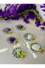 6 KİŞİLİK METAL GOLD KEDİLİ DÖKÜM AYAKLI LOKUMLUK & ÇEREZLİK & REÇELLİK Gold