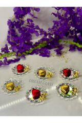 6 KİŞİLİK METAL GOLD KEDİLİ DÖKÜM AYAKLI LOKUMLUK & ÇEREZLİK & REÇELLİK Gümüş