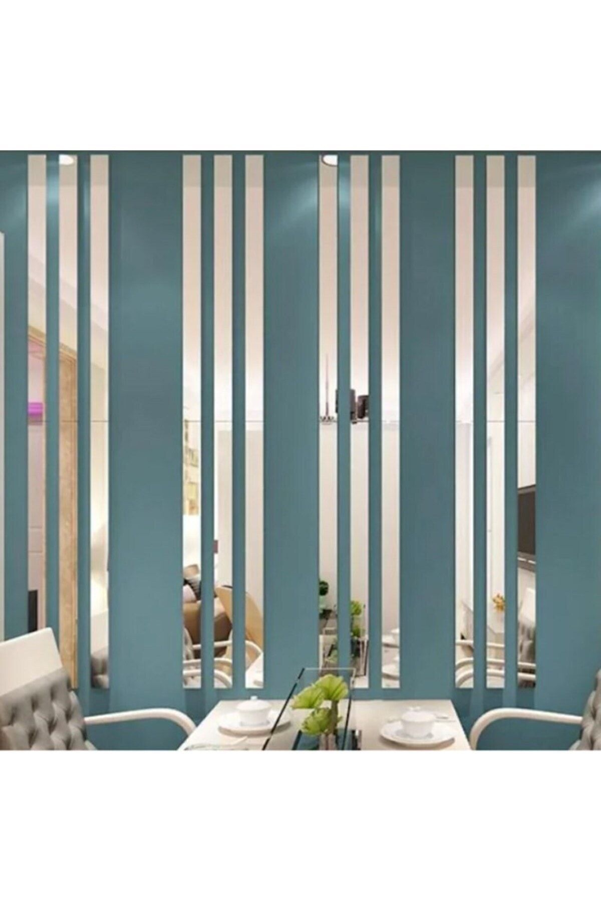 Dekoratif Şerit Gümüş Ayna Pleksi Duvar Süsü 2.5×140cm ( Yapışkanlı ) 2 Adet