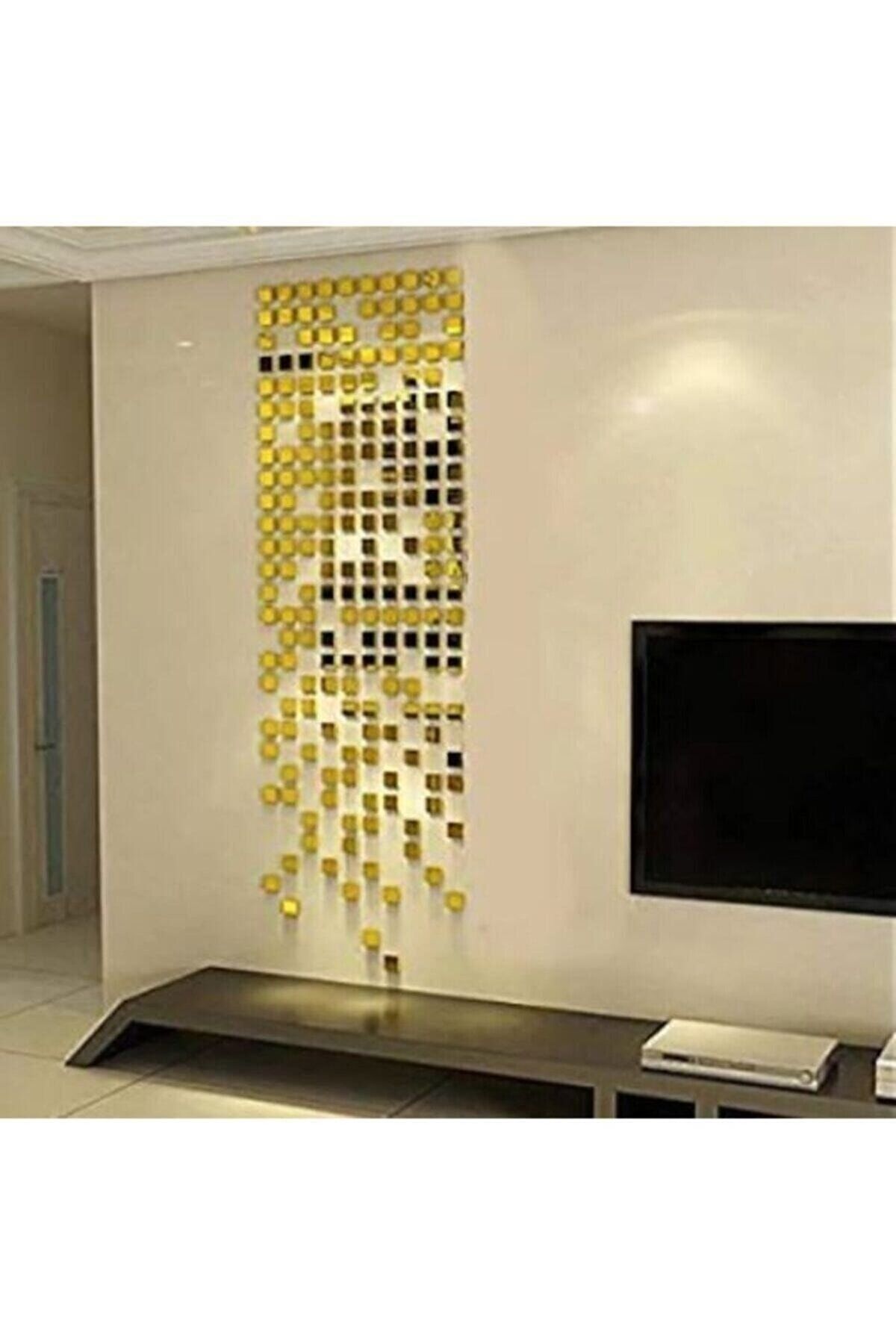 Mozaik Gold Pleksi Dekoratif Ayna 100 Adet 2*2 Cm