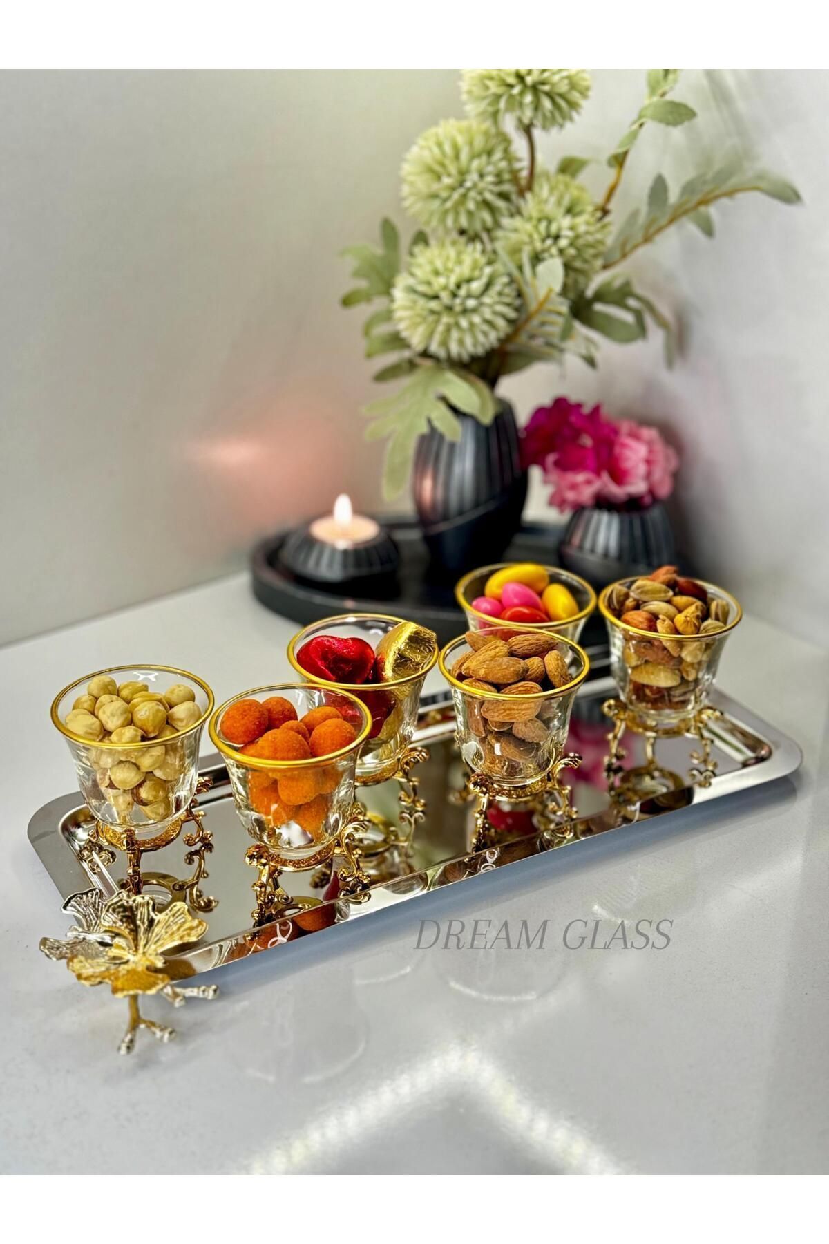 6 Kişilik Gold Çok Amaçlı Lokumluk & Çerezlik & Reçellik Ve Zemzemlik Gold