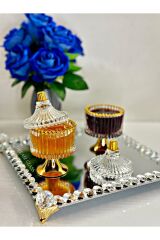 6 KİŞİLİK KAPAKLI LÜX LOKUMLUK & ŞEKERLİK & REÇELLİK Gold