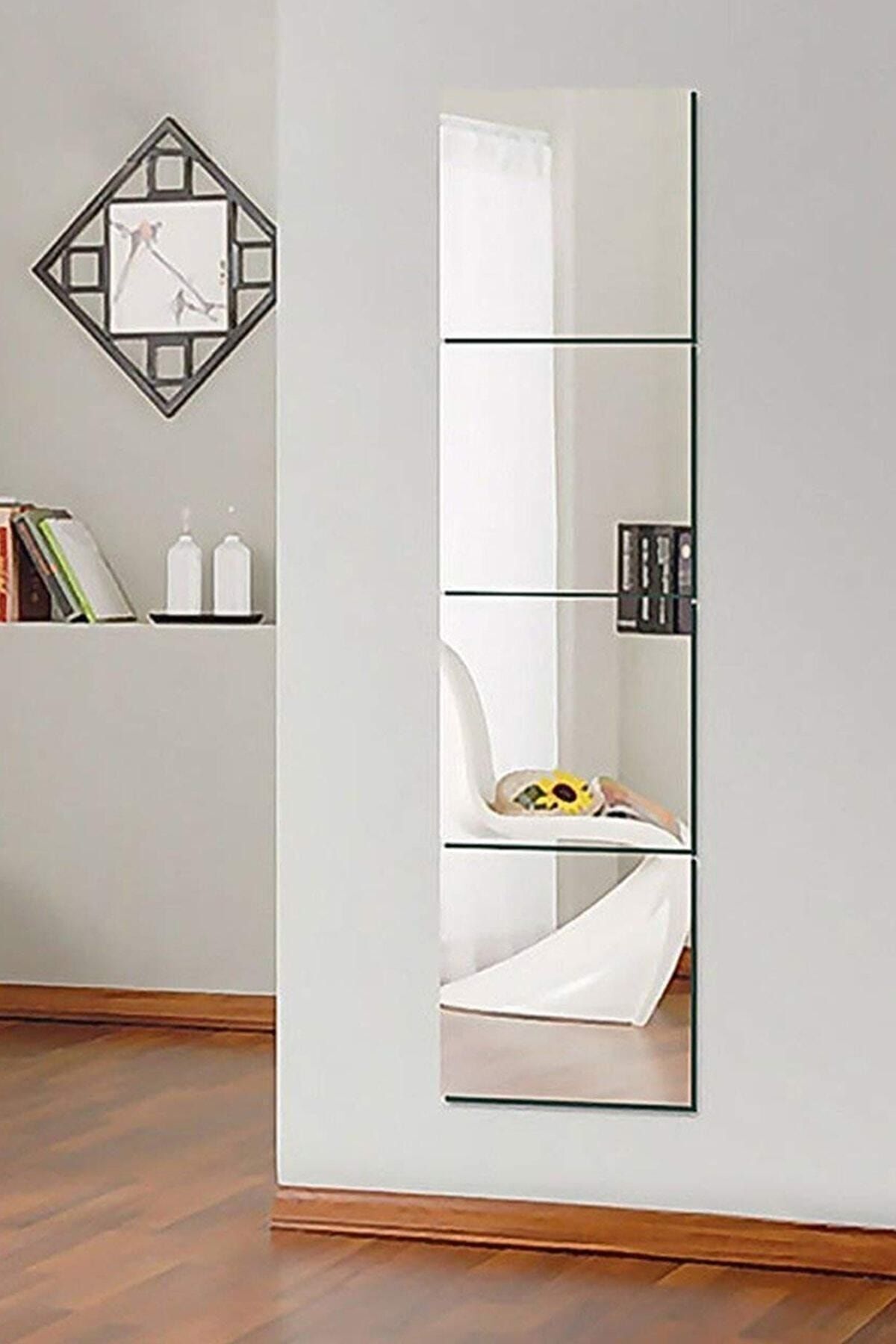 Kare 4 Parçalı 30x30 Pleksi Ayna Bilazertasarım Gümüş