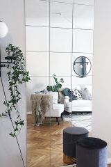 Dekrorasyon Dekoratif 4 Adet 35x35 Kare Akrilik Gümüş Pleksi Ayna