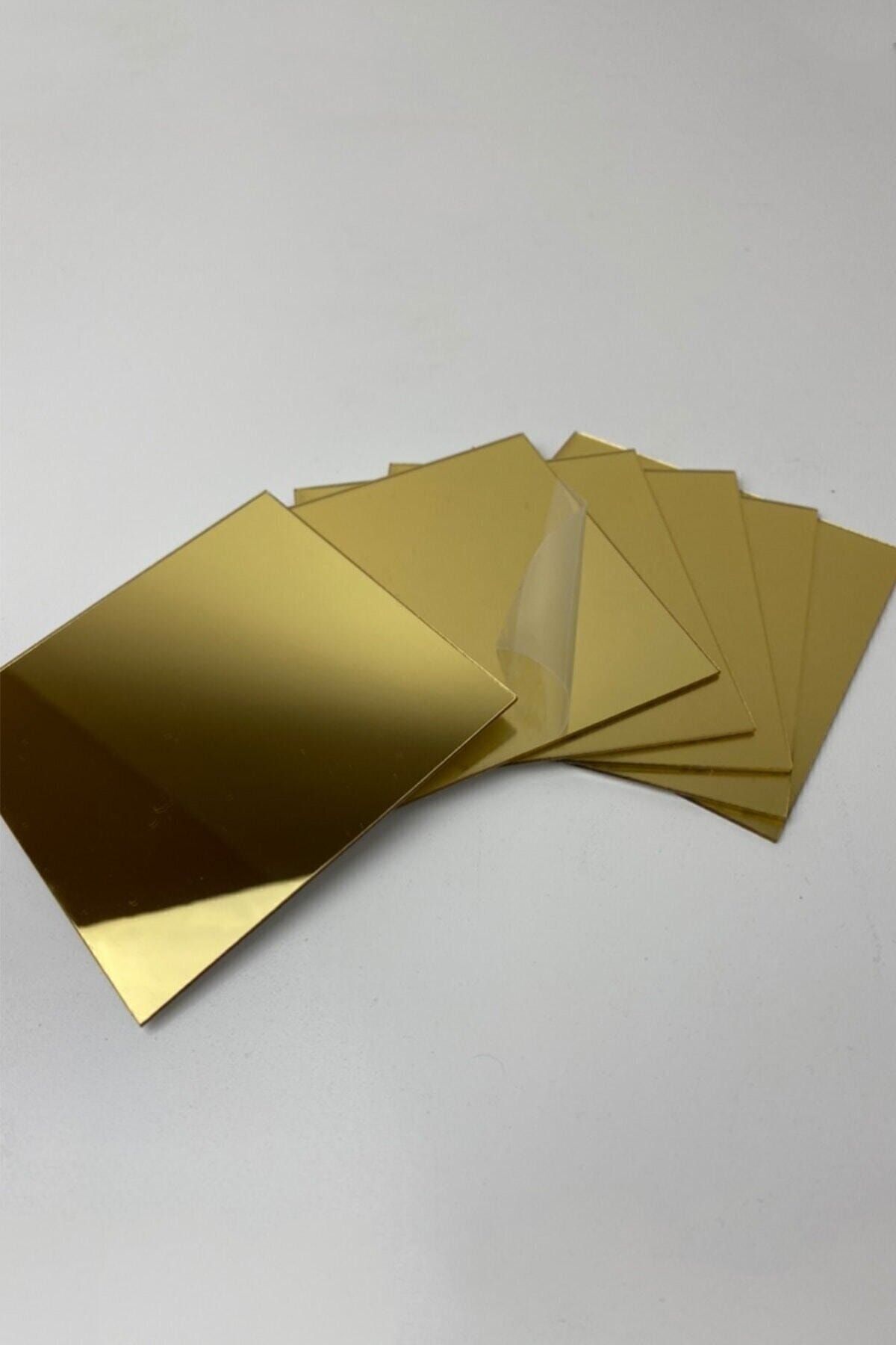 Dekoratif Pleksi Ayna Gold(kendinden Yapışkanlı) 20x20 4 Adet Gold
