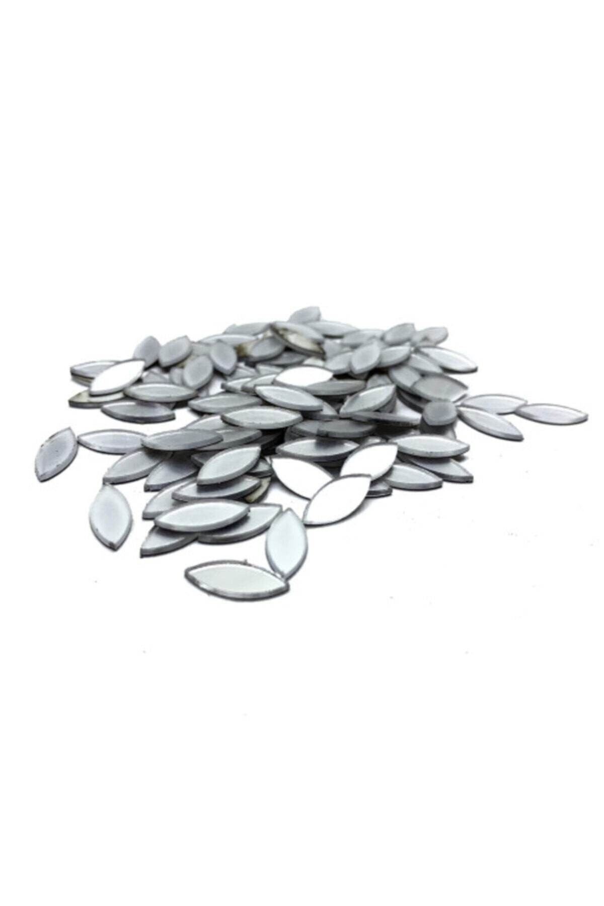 5mmx12mm Oval Gümüş Renk Pleksi Yapışkanlı Mozaik Ayna 100 Adet