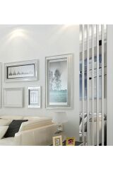 Dekoratif Şerit Gümüş Ayna Pleksi Duvar Süsü 7×100cm ( Yapışkanlı ) 7 Adet Gümüş