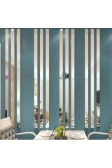 Dekoratif Şerit Gümüş Ayna Pleksi Duvar Süsü 2.5×140cm ( Yapışkanlı ) 2 Adet Gümüş ( Silver )