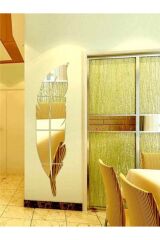 Dekoratif Duvar Süsü Tüy Desen Gümüş Ayna Pleksi 100 Cm