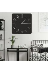 Dekoratif Siyah Lazer Kesim Duvar Saati 40x40cm