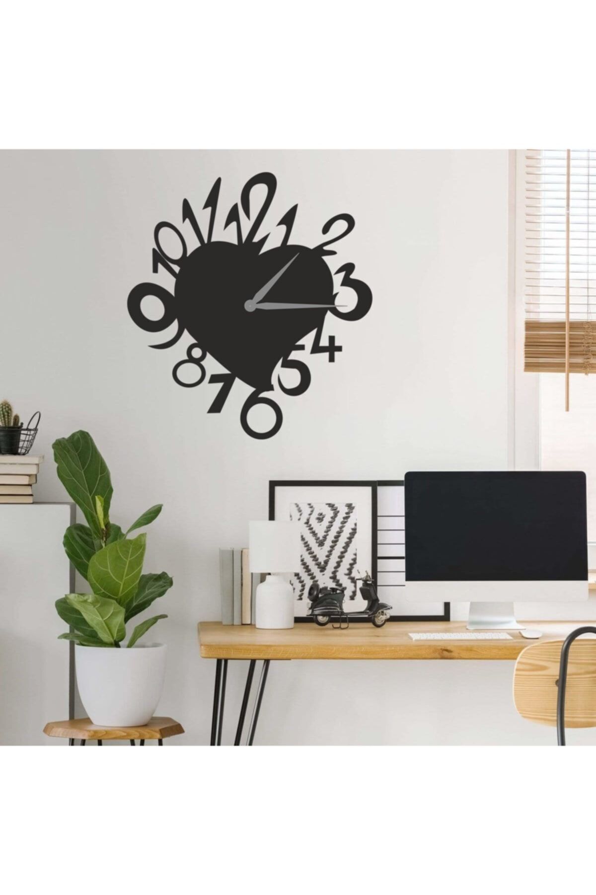 Dekoratif Siyah Lazer Kesim Duvar Saati 40x40cm
