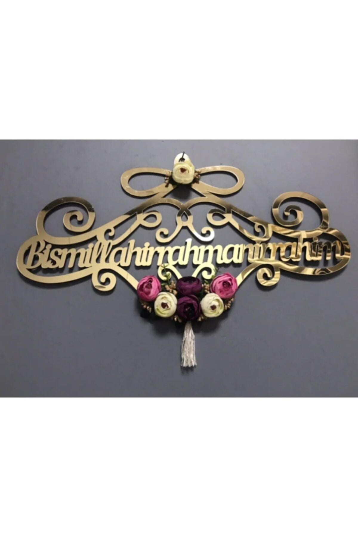 Pleksi Besmele Kapı Süsü 50 Cm Gold