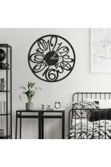 Özel Tasarım Siyah Lazer Kesim Mutfak Salon Duvar Saati 30cm