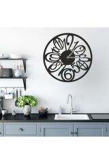 Özel Tasarım Siyah Lazer Kesim Mutfak Salon Duvar Saati 30cm