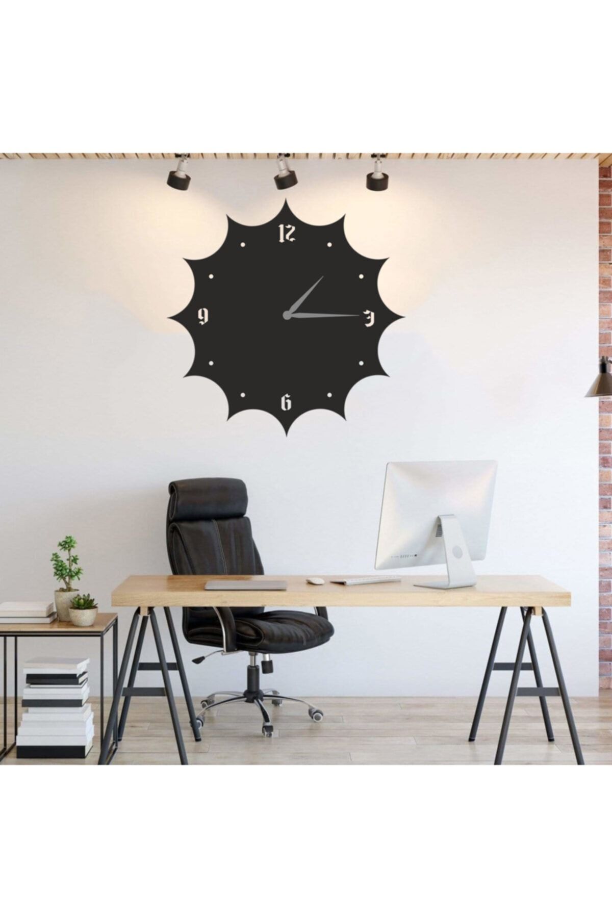 Dekoratif Siyah Lazer Kesim Duvar Saati 40x40cm