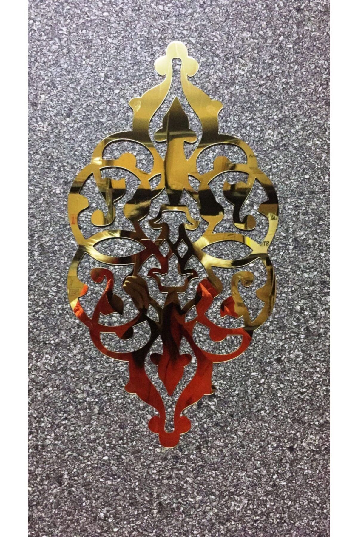 Dekoratif Yapışkanlı Aynalı Pleksi Mobilya Dolap Süsü 24 X 48 Cm Altin Sarisi