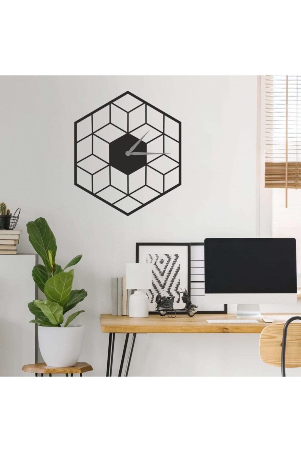 Dekoratif Siyah Lazer Kesim Duvar Saati 40x40cm