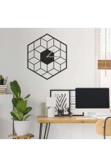 Dekoratif Siyah Lazer Kesim Duvar Saati 40x40cm