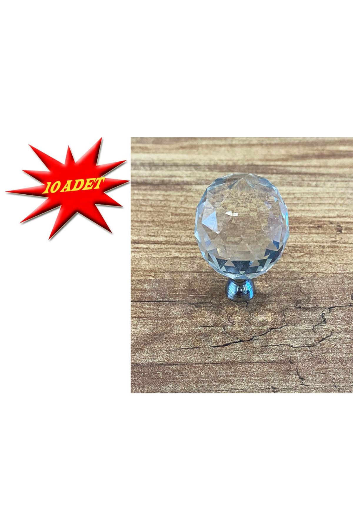 Kristal Düğme Kulp (10 Adet)