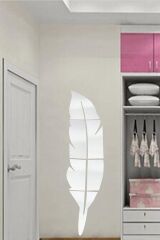 Dekoratif Tüy Desen Yapışkanlı Pleksi Duvar Aynası 25x100